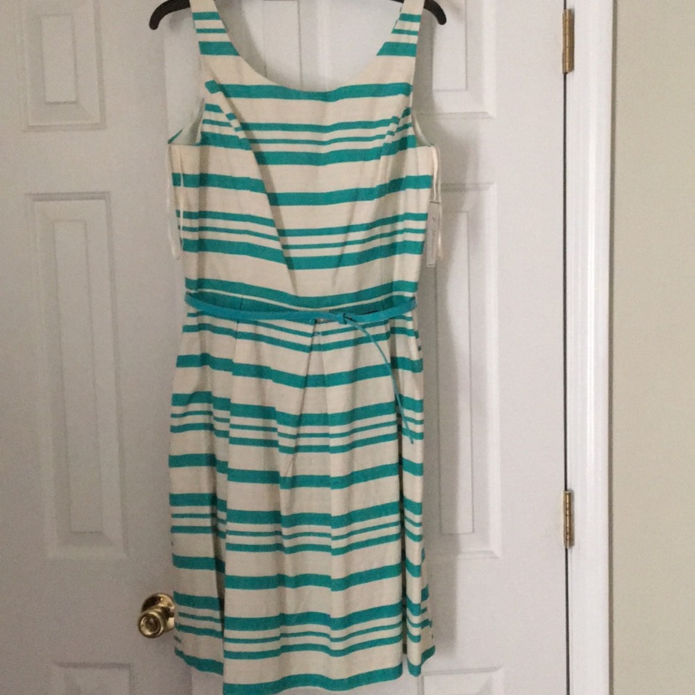 NWT 3/4 strap dress aqua/beige dress